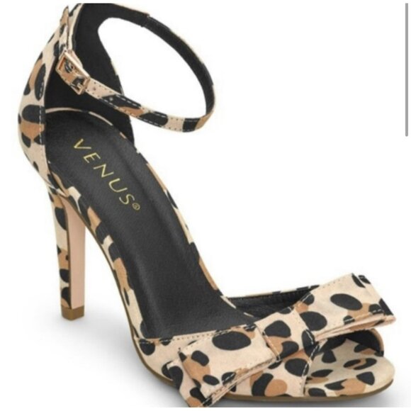 Venus Ladies Leopard Print With Front Bow Sophisticated, Night Out Heels Size 6 - Picture 9 of 9